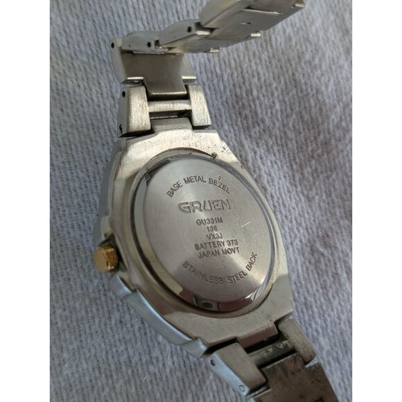Gruen GU331M Mens Watch Chronograph Stainless Steel Day Date 24-hr w NEW BATTERY main image 4